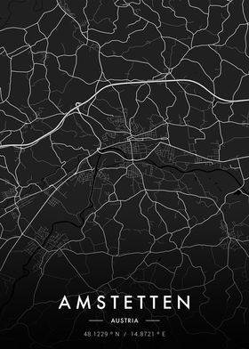 Amstetten City Map Dark