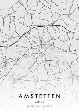 Amstetten City Map White