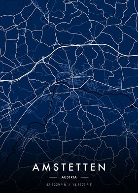 Amstetten City Map Blue