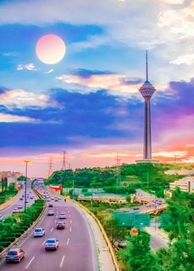 Road Tehran Milad Tower