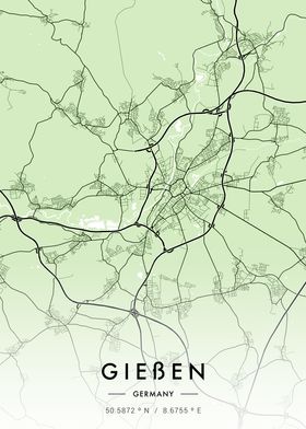 Giessen City Map Green