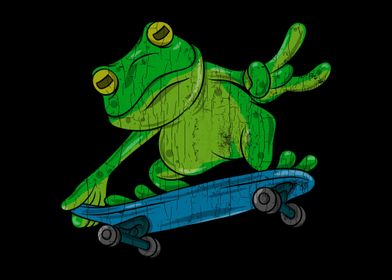 Frog On Skateboard Funny G