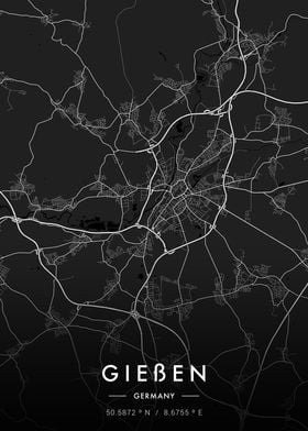 Giessen City Map Dark