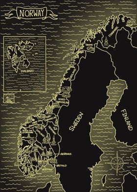 Glowing Map of Norway