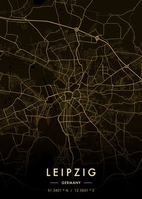 Leipzig City Map Gold