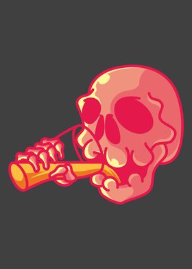 Beer Drinking Skull Funny