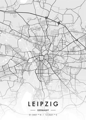 Leipzig City Map White