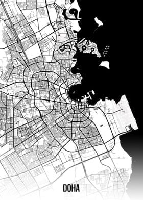 Doha white map