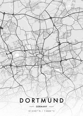 Dortmund City Map White