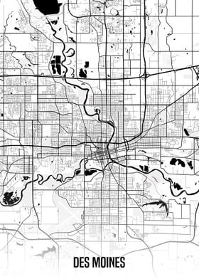 Des Moines white map