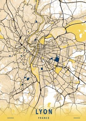 Lyon France City Map