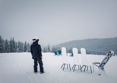 skier in the snow