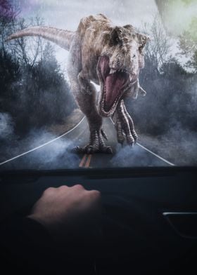 Trex Attack on cars road