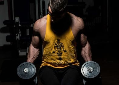 Muscle man yellow tank top