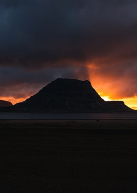 Sunset Kirkjufell mountain