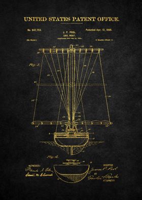 9 Sail Boat Patent Print 