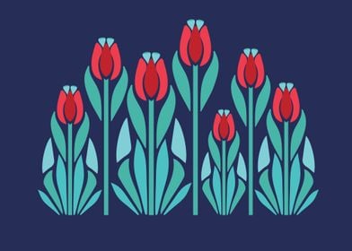 Art Nouveau Tulips Flowers
