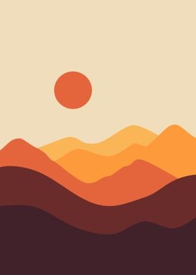 sunset on desert mountain