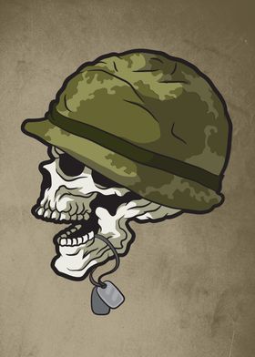 Soldier skull with helmet