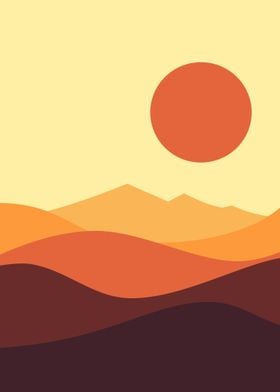 sunset on desert mountain