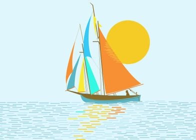 Sailing Boat Sunset Sea