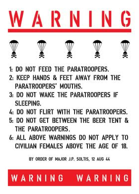 PARATROOPERS WARNING SIGN
