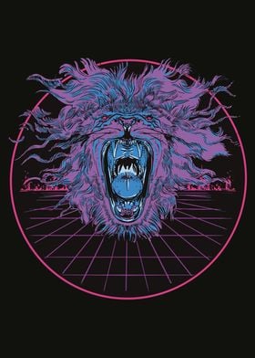 Vaporwave Lion