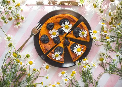 Cheesecake with flowers