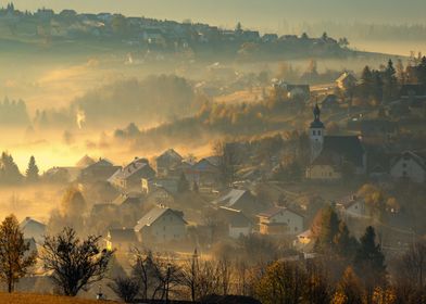 Autumn sunrise in mountain