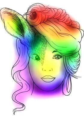 Colorful Woman Face Rabbit
