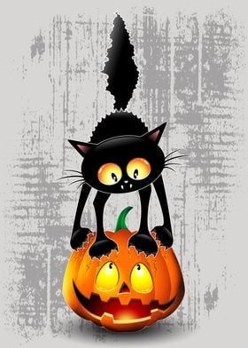 Cat Fun Halloween Cartoon