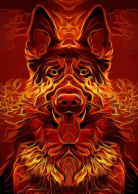 German Shepherd Burning