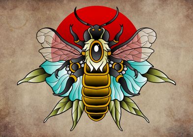 bee tattoo neotraditional