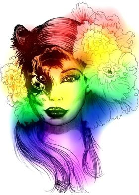 Colorful Woman Face Tiger