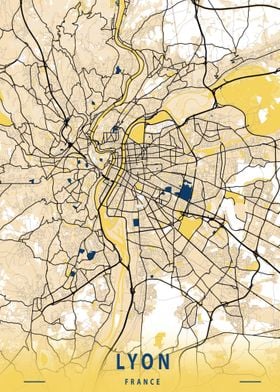 Lyon France City Map