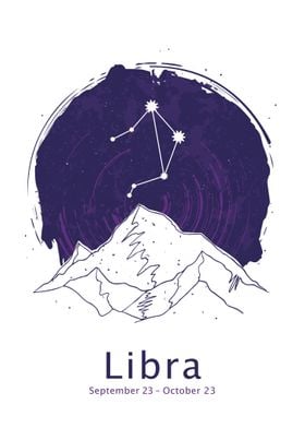 Libra zodiac sign night
