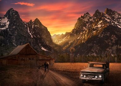 Rustic Sunset Barn