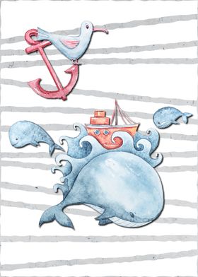 Whale Anchor Ocean KidsArt