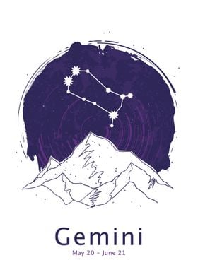 Gemini zodiac sign night