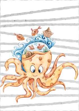Cute Octopus nautical Art