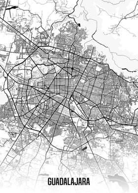 Guadalajara white map