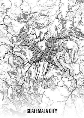 Guatemala City white map