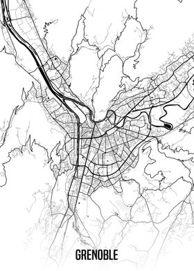 Grenoble white map