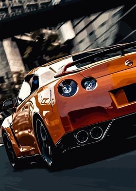 Orange nissan gtr art