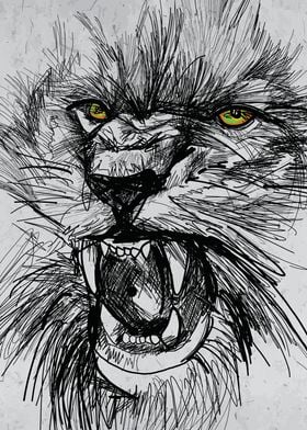 Lion Sketch Portrait Art
