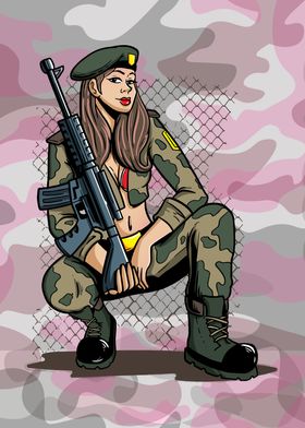 Army lady with gun