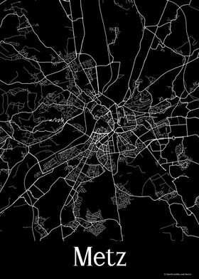 Metz France Black Map