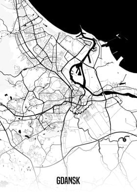 Gdansk white map