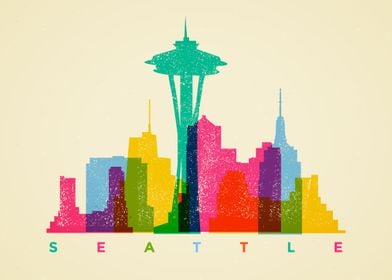 Colorful Seattle Skyline