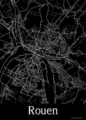 Rouen France Black Map